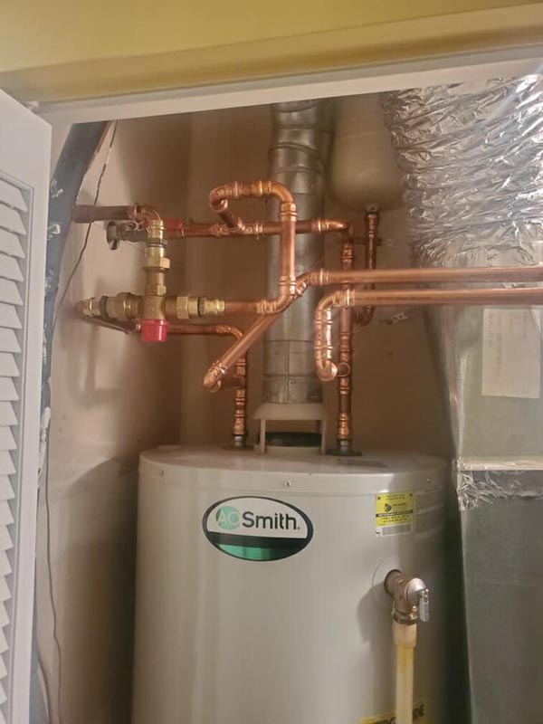 water heater with copper piping